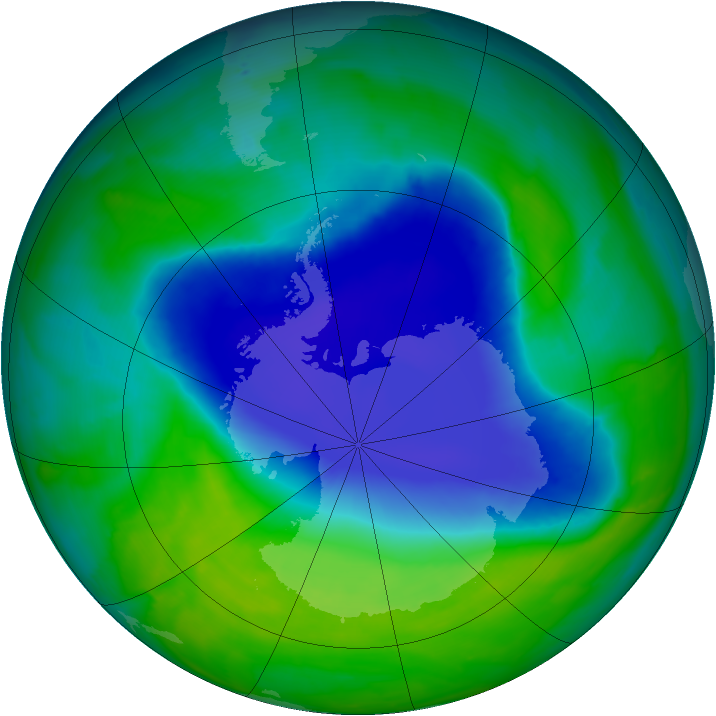 Antarctic ozone map for 25 November 2008